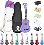NOT HOME Soprano Pack débutant Ukulele, 21 Inch Basswood enfants Ukuleles Kit de démarrage avec Gig Bag Digital Tuner Cordes de rechange et de choix
