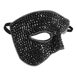 Maschera Viso Halloween Donna Mezza Faccia con Brillanti Nero per Festa