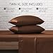 MR&HM Satin Bed Sheets, Twin XL Size Sheets Set, 3 Pcs Silky Bedding Set with 15 Inches Deep Pocket for Mattress (Twin XL, Brown)
