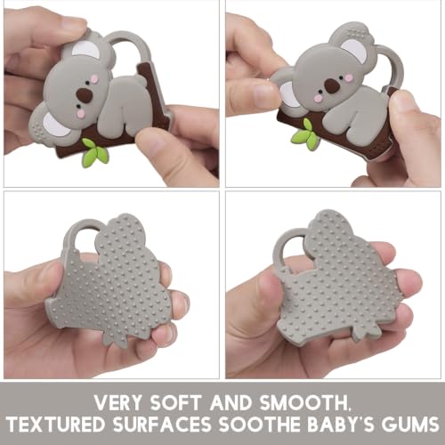 Image of Baby Koala Silicone Teether Toy with Pacifier Clip,BPA Free,0 Months+