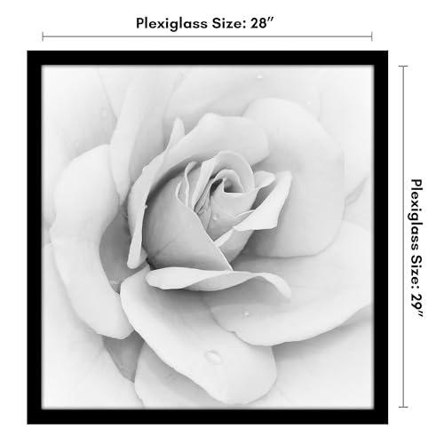 Americanflat 28x29 Poster Frame with Polished Plexiglass - Black Picture Frame - Wide Photo Frames Made of Engineered Wood for Vertical or Horizontal Wall Display - Epic Collection - Black