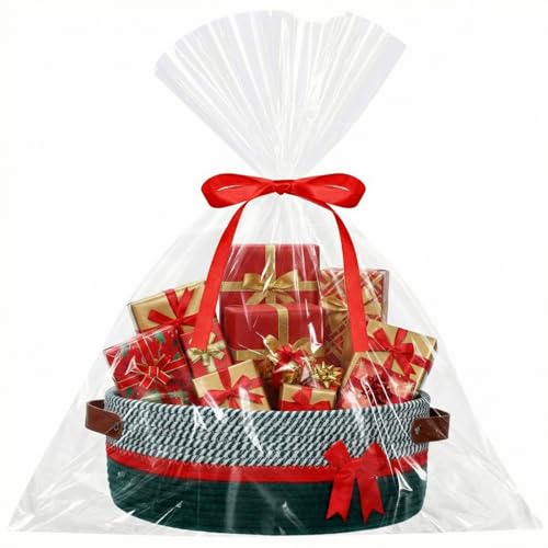 Image of Colingmill 2026 Graduation Large Woven Basket for Gifts Empty Set with Gift Bags and Ribbon Gift Baskets and Wrapping Set Storage 14 inchx 10 inchx 5.5 inch Decorative Box for Class of 2026 Graduation(Green)