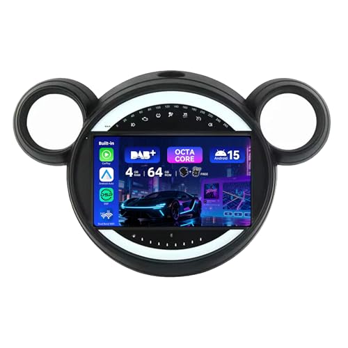 MSD Incorporado Dab+ 9 Pulgada Autoradio para BMW Mini Cooper R56 R60 (2007 2014) | Android 15 GPS Navi |4G+64G | CarPlay Android Auto Dual Band WiFi Volante DSP | Cámara Mic | 2 DIN Octa Core