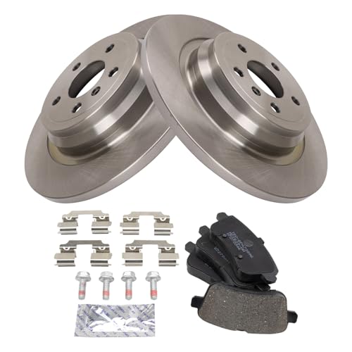 Image of TRQ Rear Brake Pad and Rotor Set Semi Metallic Compatible with 2016 GLE300d 2016-2018 GLE350 2015 ML250 2012 ML350