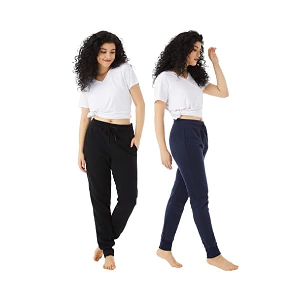 TEX2FIT 2-Pack Joggers for Women with Side Pockets, Rib Cuff Bottoms, Soft Fleece Sweatpants for Women (2pcs Set) - Image 6