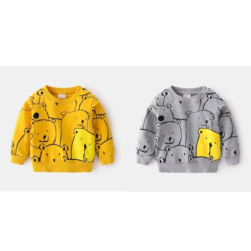 Kids Boys Cute Sweatshirts Bear Graphic Long Sleeve Crewneck Hoodies Y2K Cotton Pullover Shirts Fall Winter Clothes2