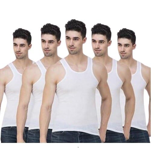 Lightweight Cotton Sleeveless Vest Pack of 5 Comfortable Fit Everyday Inner for Men-picture-18