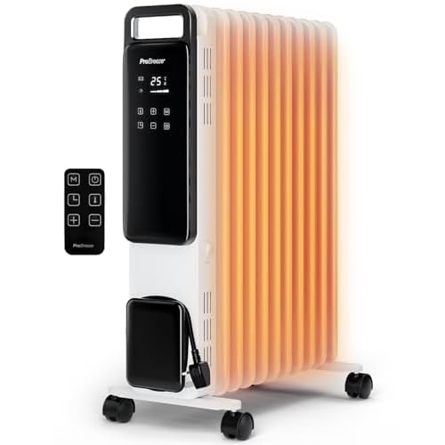 Pro Breeze OmniWarm Ölradiator 2500W mit 11 Lamellen, Heizung elektrisch - Ölradiator energiesparend, 3 Heizstufen, Einstellbares Thermostat, 24h Timer, Touch Display & Sicherheitsabschaltfu