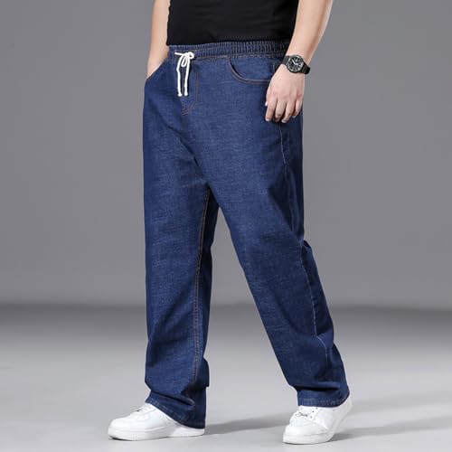 Plus Size Baggy Jeans for Men Elastic Waist Pull On Denim Pants Drawstring Straight Loose Jean Sweatpants L-5XL2