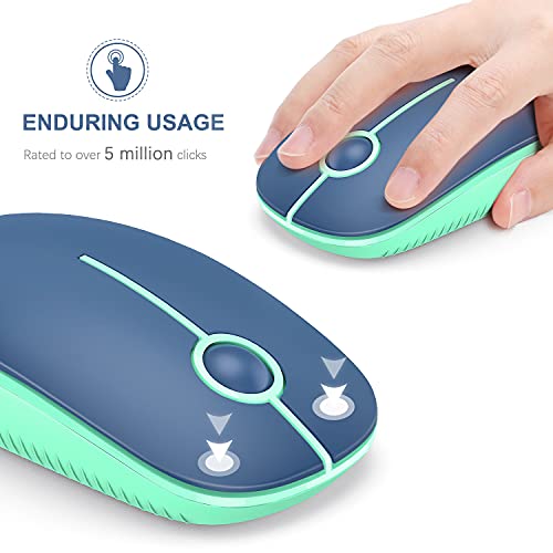 Image of VssoPlor Wireless Mouse, 2.4G Slim Portable Computer Laptop Mouse with Nano Receiver Quiet Silent Optical Mice for Notebook, PC, Laptop, Computer-Blue and Green