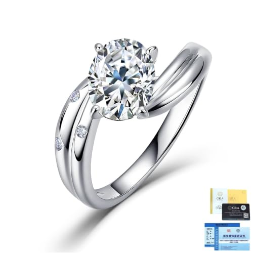 Bague moissanite 2ct ovale argent 925 femme anneau torsadé tressé