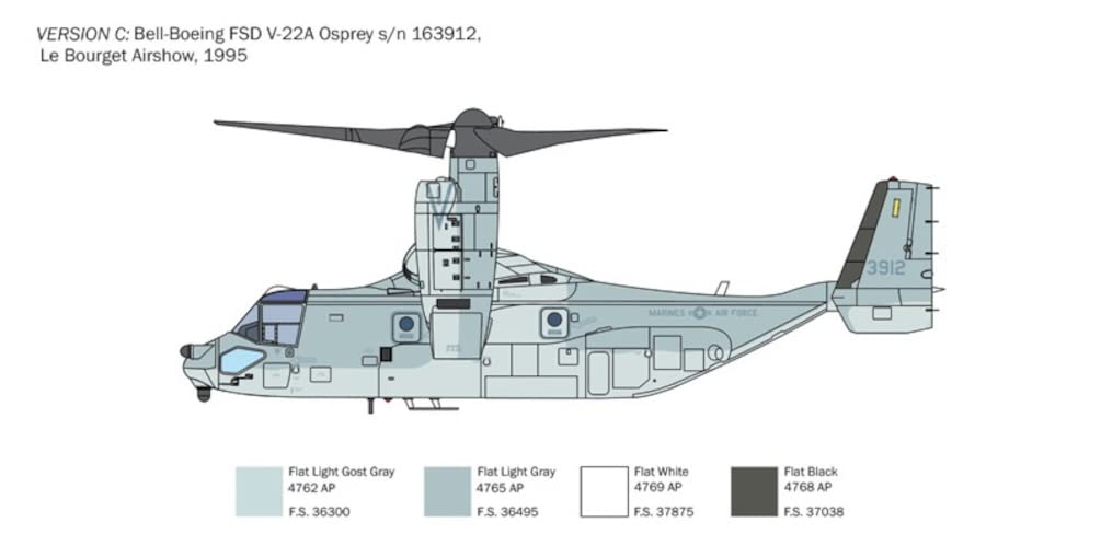Italeri 1463 V-22 A Osprey, Scala 1:72, Plastic Model Kit, Modello in Plastica da Montare, Modellismo