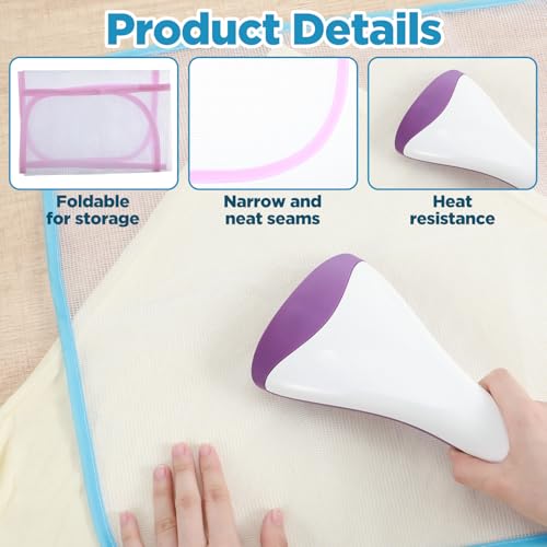 Image of 2 Pcs Pressing Cloth For Ironing Mat Ironing Cloth To Protect Clothes Scorch Saving Mesh Board Cover Pad High Temp Protective Pressing Pads Iron Insulation Net Fabric For Protect Fabrics(Blue,Pink)