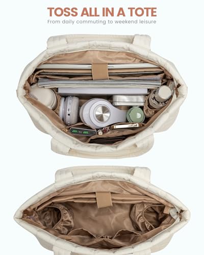 LOVEVOOK Tote Bag for Women, Large Puffer Tote Bag with Zipper Quilted Light Work Bag - Image 4