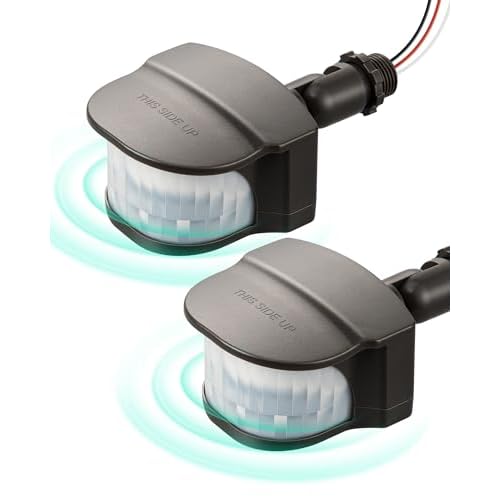 EDISHINE 2 Pack 240° Motion Sensor, Replacement Motion Detector for Outdoor Lights, Adjustable Time & Detection Range Up to 60FT, 3 Modes PIR Motion Sensor for Floodlight, Brown, UL Listed