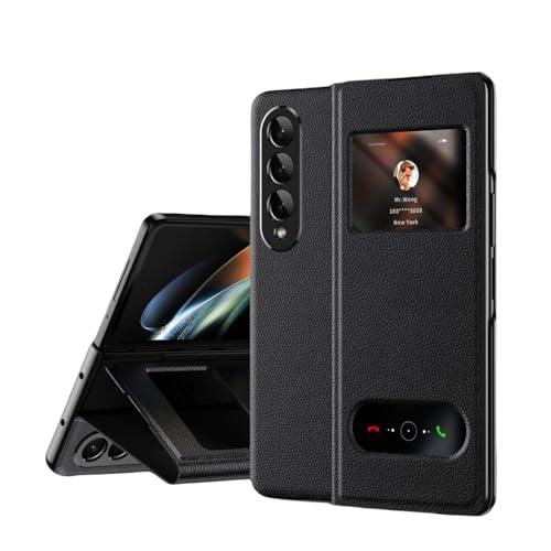 Coque en cuir mat pour Samsung Galaxy Z Fold 4 3 2 protection antichoc et anti-dérapante noire
