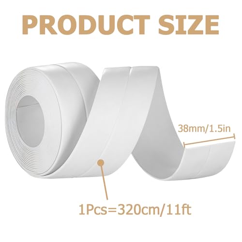 Image of Honitra 2 Roll White Caulk Tape, 1.5 inch x 10.5Ft Self-Adhesive, Waterproof, Edge Protector for Kitchen, Bathroom, Sink