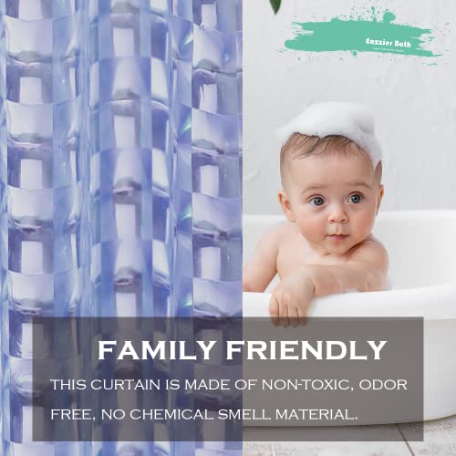 Eazzier Bath Navy Blue 3D Crystal Plastic Shower Curtain Liner, 72x72 Inch Thin Lightweight Plastic Bathroom Shower Showroom Inner Curtain with Rustproof Metal Grommet Holes and Weighted Magnets by Eazzier Bath - Used condition - Image 7