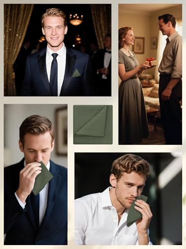 Image of Mantieqingway Cotton Handkerchiefs for Men Solid Color Pocket Square for Suit Formal Wedding Church
