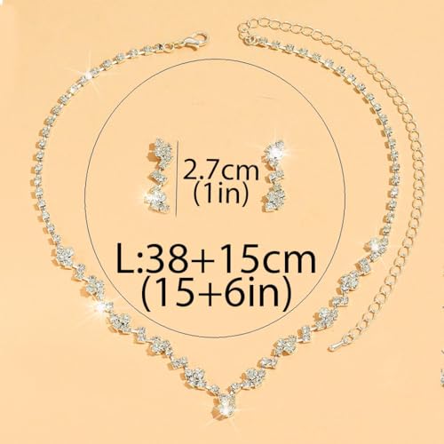 Unicra - Conjunto de collar y pendientes de plata con diamantes de imitación para novia.. 5 Unicra - Conjunto De Collar Y Pendientes De Plata Con Diamantes De Imitación Para Novia..