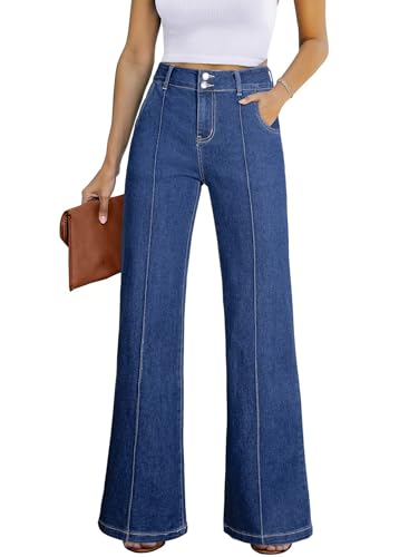 Sidefeel Womens Wide Leg Jeans Casual Baggy High Waisted Stretch