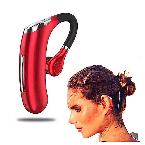 骨伝導 集音器イヤホン しゅうおんき 骨伝導ヘッドセット 集音机 骨伝導 5.2 イヤホン 開放型イヤホン 左右耳兼用 片耳 装着感 180°回転 最 ノイズキャンセリング マイク内蔵 耳掛け型 超長待機 対応 外音取込み高齢機能(Red)