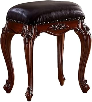Makeup Chair for Vanity Wooden Vanity Bench Foot Stool Bedroom Dressing Stool Household Dressing Stool Restaurant Stool Brown Vanity Bench for Porch Shoe Chan,Brown-40x30x47cm