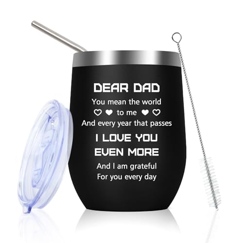 EGHTvmok Christmas Gifts for Dad,Dad Christmas Gifts Stocking Stuffers from Daughter Son Birthday Funny Presents Valentines Day Father's Father Day Gift,Black Stainless Steel Travel Tumbler for Men by EGHTvmok - Used condition - US$6.90