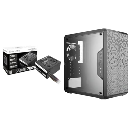 Image of Thermaltake Smart 700W 80+ White Certified PSU, Continuous Power with 120mm Ultra Quiet Fan & Cooler Master MasterBox Q300L Micro-ATX Tower with Magnetic Design Dust Filter
