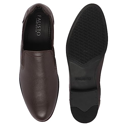 Image of FAUSTO Men Leather Formal Pull-On Shoes