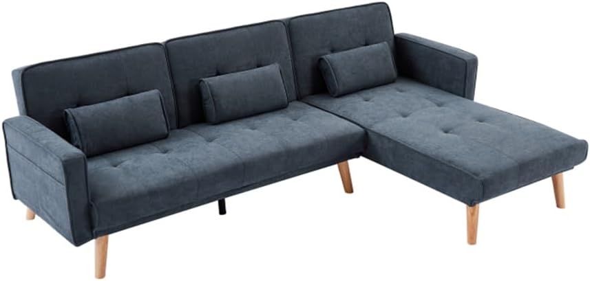 Convertible Sectional Sofa Sleeper, Right Facing L-Shaped Sofa Counch for Living Room- Chaise for Living Room Furniture