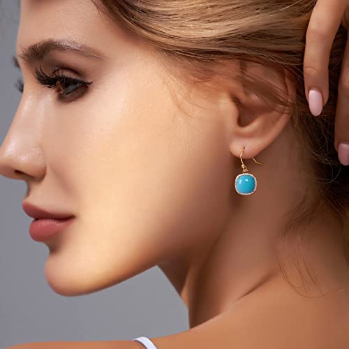 Jupiter Natural Gemstone Dangle Earrings - 14k Gold/Rhodium Plated Genuine Gemstone Dangle Women Earrings, 10mm Natural Gemstone, Pendant Earrings Gifts for Valentine's Day, Mother's Day, Birthday Jewelry Gifts4