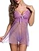 Avidlove Women Babydoll Sexy Lingerie Transparent Sleepwear Lace Chemises Outfit Purple S