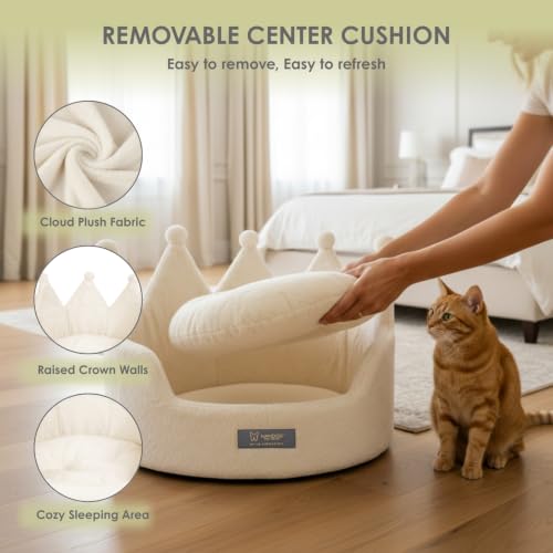 NANDOG Crown Dog Bed for Medium Dogs & Cats, Round Cloud Ultra Plush Fabric by NANDOG - Used condition - Image 3