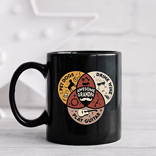 Black Coffee Mug For Guitar Son Dad Husband From Family Kids Awesome Grandpa Play Guitar Drink And Pet Dogs Cool Guitar Gifts 11 15Oz Ceramic Cup Gifts For Men Music Lovers On Birthday #TOP2