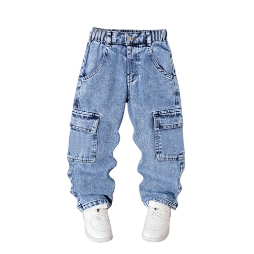 Nivne Tco Toddler Boys Cargo Jeans Casual Elastic Waist Blue