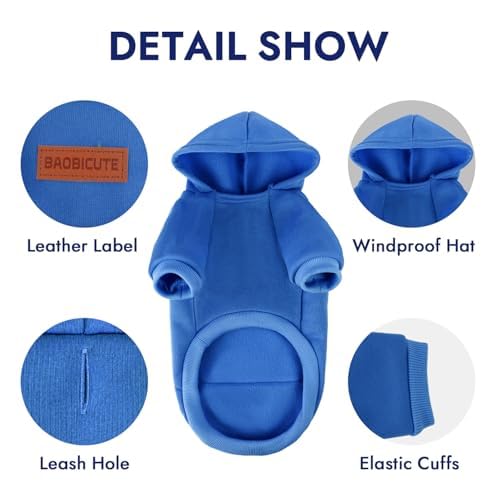 Image of 2 Pack Dog Hoodie Warm Hood Dog Sweater Cold Weather Small Dogs Sweatshirt Comfort Pet Clothes for Small Medium Dogs with Pockets (Dark Blue, L (Back: 13.78 inch, Chest: 18.9 inch))