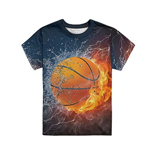 Belidome Water Fire Basketball Boys T-Shirt Athletic Sports Running Soft Summer Top Tees Breathable Back To School #TOP4