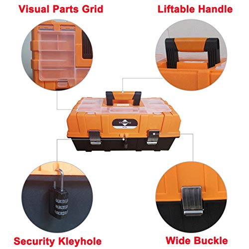Wewline 17-Inch Tool Box Organizer 3-Layer Multiplication Plastic Storage Toolbox With Portable Handle Perfect For Home Office Car Trunk #TOP3
