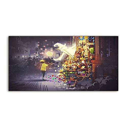 Deco murale salon en verre trempe 100x50cm Wizard lollipop pour masquer un mur vide