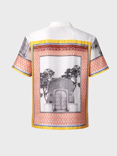 T-shirt de sport pour homme bleu coupe décontractée vêtements été col cubain S
