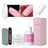 Aokitec 28g Dipping Build Powder Nails Set mit Nail Repair Glue | Nagel Aufbau Powder Nagelhärter für Broken Cracked Spilt Weak Nails | Nagelpflege Set | Nagelpflegeprodukte | Quick Air Dry Nail Care