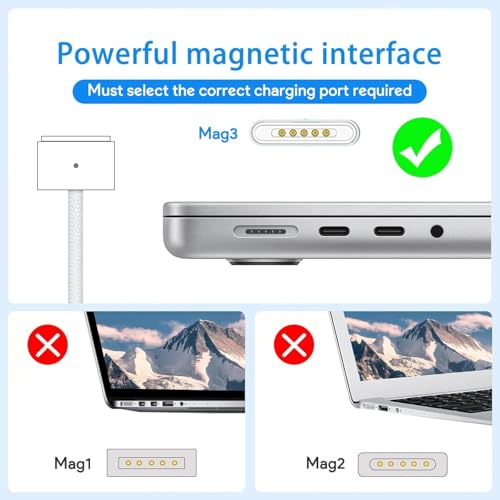 Image of 140W Mac Book Pro Charger, Mag 3 PD 3.1 Cable for Mac Pro 14-16inch 2021 2023 2024 2025 2026 M1 M2 M3 M4 M5, Mac Air 13-15inch 2022 2023 2024 2025 2026 M2 M3 M4 M5, Include 6.6ft Cable