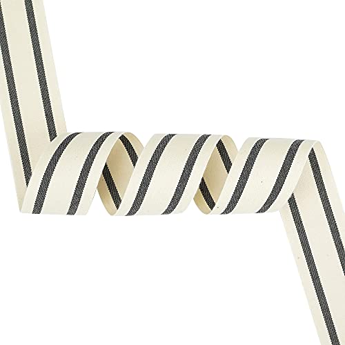 Meedee Natural Cotton Ribbon Stripes Fabric Ribbon 1-1/2 Inch Black And White Stripe Ribbon For Diy Crafts Ribbon For Gift Wrapping Home Decor Sewing (10 Yards) #TOP5