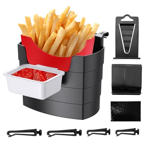 Porta Papas Fritas para Auto con Soporte de Salsa Negro miniatura 1