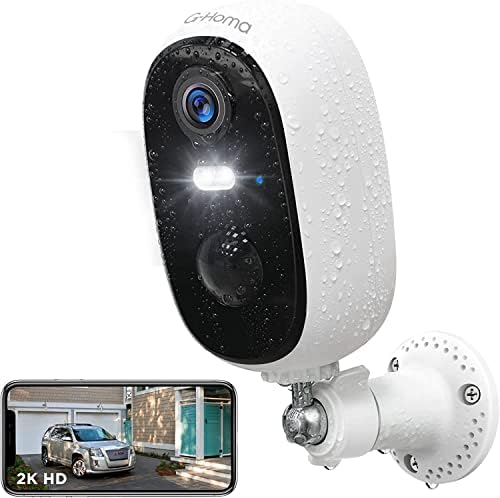 G-Homa Wireless Security Camera, 2K Outdoor Camera with Color Night Vision, Two-Way Talk, Spotlight/Siren, AI Detection, Custom Area, Rechargeable Battery Camera for Indoor Outdoor Home Security