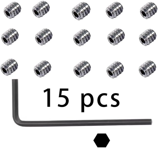 4-40 x 1/8", Wrench 4-40 x 1/8Socket Set Screws Cup Point Stainless Steel 15 Pack with 1.3mm Hex Key Wrench (1pcs)