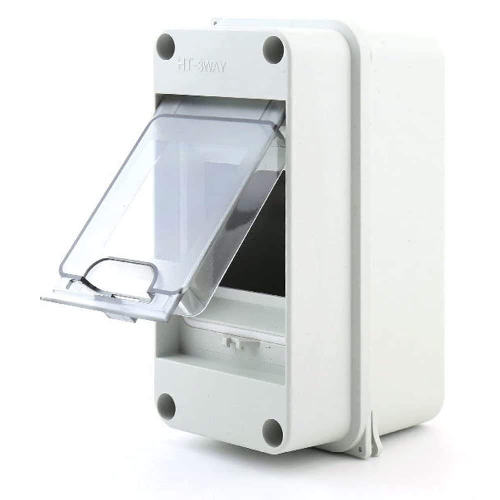 3 Way Distribution Protection Box, Waterproof Transparent Cover 3 DIN Rail Outdoor Distribution Junction Box 2Pcs