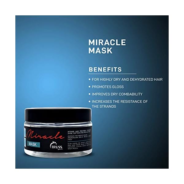 Truss Professional Miracle Mask - Intensive Moisture; Protein Infused; Keratin Conditioning Hair Mask - Repair Conditioner; Reconstructor; Detangler; Anti-Frizz; Repairs Dry; Damaged Hair