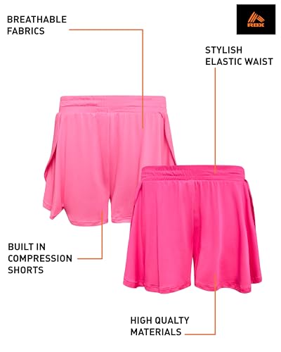 RBX Girls Athletic Shorts - 2 Pack Performance Flutter Butterfly Shorts for Girls - Dolphin Flowy Shorts with Inner Lining2